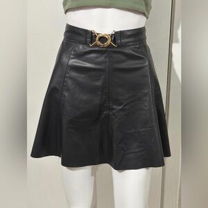 Zara Black Mini Skirt with Gold Buckle